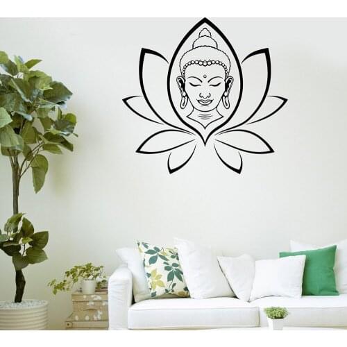 Buddha Lotus Wall Decal Yoga Meditation Buddhism Family Art Vinyl Stickers Removable Home Wall Decoration Mural Removable Z406