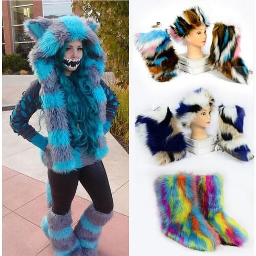 Winter Women Furry Boots Fashion Snow Boots With Bag Headband Luxury Fur Warm Boots New Luxury Fur Winter Boots Warm Snow Boots