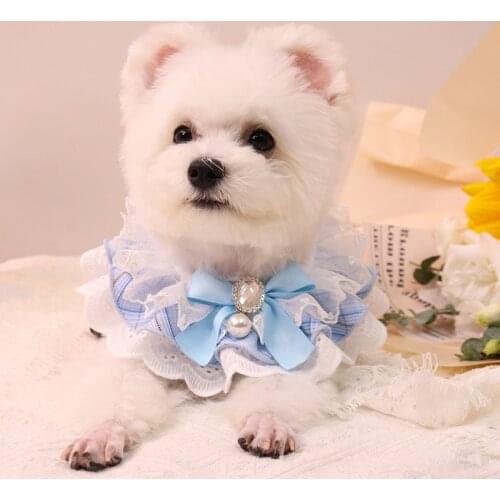 New Lace Jewelry Diamond Pink Dog Bows Accessories Pink Sweet Adjustable Dog Pet Saliva Bowknot Cute Bandana Scarf Bichon York