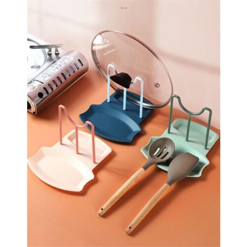 Pot Lid Storage Rack Shelf Countertop Punch-free Spoons Pad Holder Home Kitchen Organizer Shelves Accessories Tools