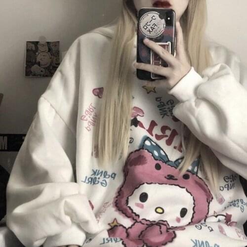 ZITY Anime Hoodie Women Autumn Kawaii Fashion Sweatshirt Women Korean Long Sleeve Print Tops Vintage Oversized Cute Hoodie