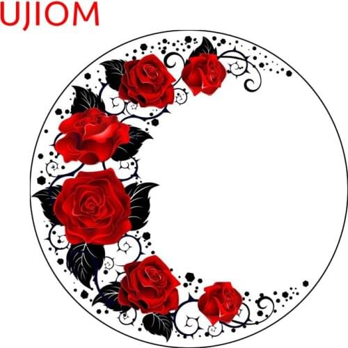 UJIOM Moon of Red Roses Home Decoration Living Room Decor Wall Stickers Moisture Proof Home Office Bathroom Decor Poster Decals