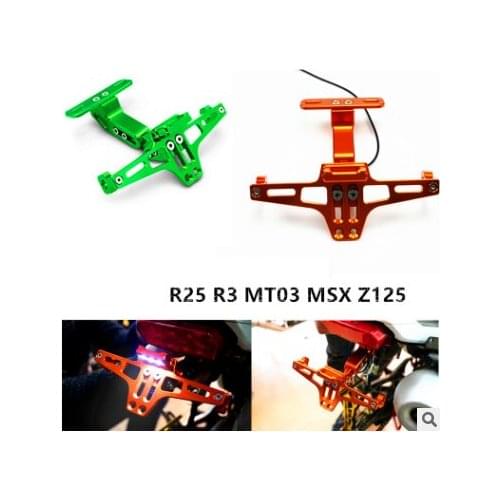 Universal CNC Aluminum Motorcycle Rear License Plate Mount Holder with White LED Light for Honda Kawasaki Yamaha KTM Suzuki BMW