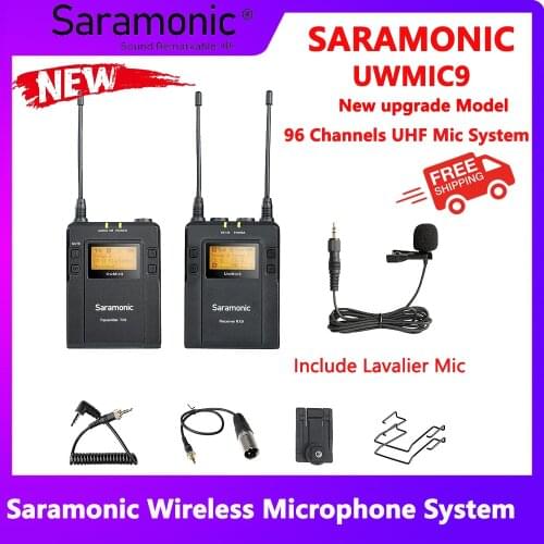 Saramonic UwMic9 Omnidirectional UHF Wireless Lavalier Microphone System Two Transmitters One Receiver for Nikon Canon Sony DSLR