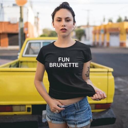 BLWHSA Fun Brunette Smart Blonde Printed Best Friend T Shirt Women Short Sleeve Funny T-shirt Designer Summer Tops Tees