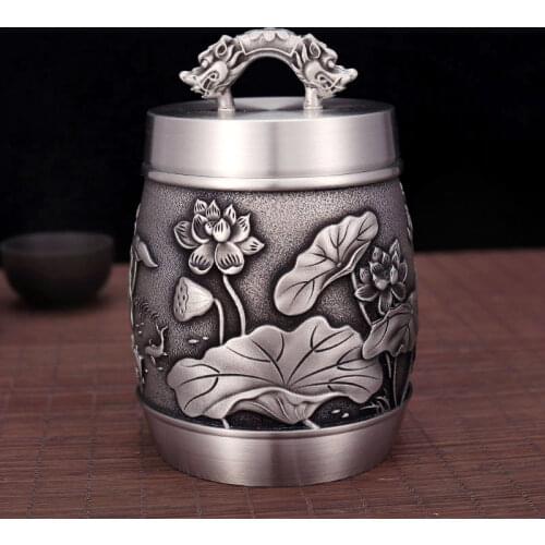 Tin Can Metal Box Jars for Larg Sealed Vintage Tea Storage Can Tea Sugar Coffee Canister Caja Para Te Chinese Jar AC50TE