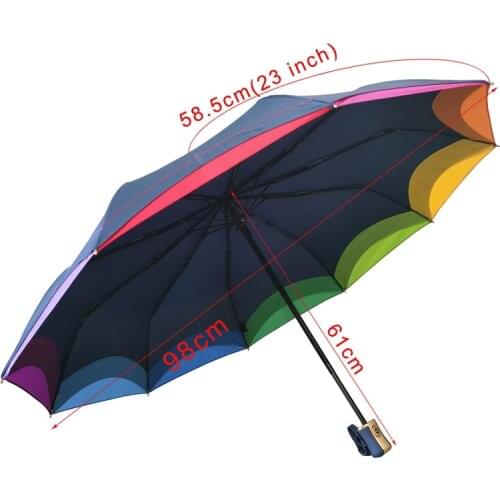 Women Rainbow Umbrella 23"10K Windproof Automatic Strong Frame Waterproof Fashion Colorful Big Paraguas Зонтик for women