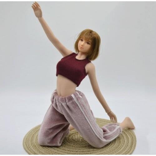 1/6 red Female sexy Yoga uniform velvet sweatpants green sport vest set Fit 12" TBLeague Figure Body jiaou dolls