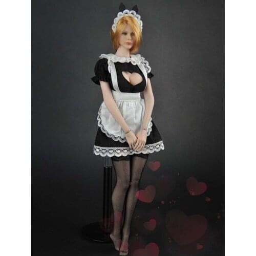1/6 Scale Chest Fitting Apron Short Skirt Maid Dress Suit Clothing Set for 12in Action Figure Phicen Tbleague Accessories