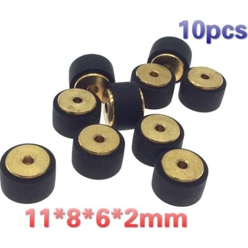 10pcs copper 11*8*6*2mm retractor wheel belt pulley rubber audio pressure recorder cassette deck pinch roller tape Stereo player