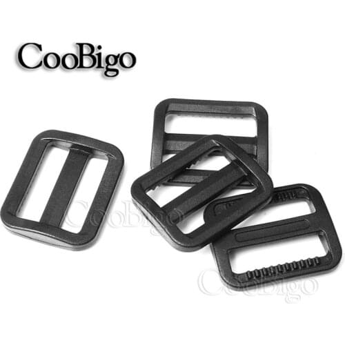 10pcs 1"(25mm) Black Plastic Tri-Glides Slider Adjustable Buckle For Outdoor Tactical Backpack Bag Strap Webbing Accessory