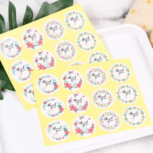 120pcs 3.8cm Flower Design Sticker Labels Creative Paper Stickers Thank You Sticker Seals Labels For Gifts