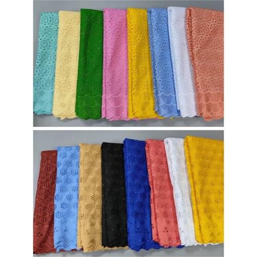 2020 African Dubai Quality Swiss Voile Lace Fabrics 5yards Embroidery 100% Cotton Big Lace Dry Lace Fabrics Sewing For Dress