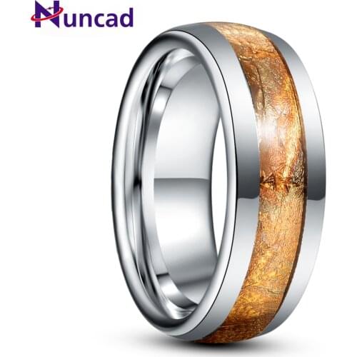 8mm Gold Foil Paper Tungsten Carbide Ring Mens Fashion Wedding Jewelry Best Gift AAA Quality