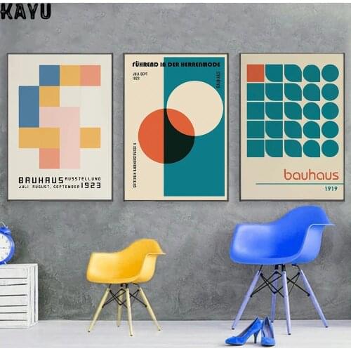 Bauhaus Museum Exhibition Posters and Prints Gallery Wall Art Pictures Herbert Bayer Art Canvas Painting for Living Room Decor