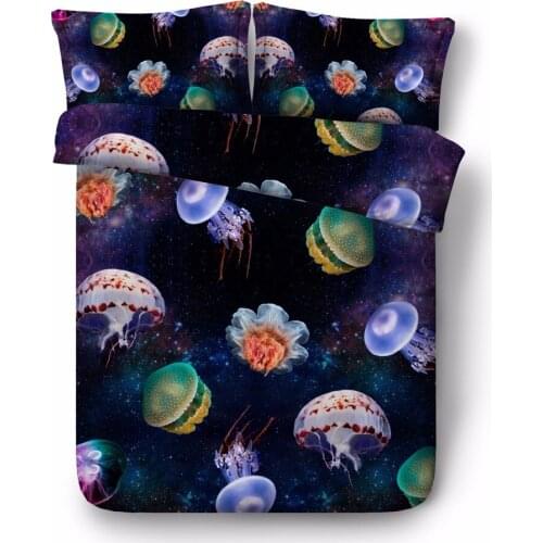 Free shipping 3d jellyfish starry sky outer space 1 duvet cover&2 pillow cases twin/full/queen/king/super king size bedding set