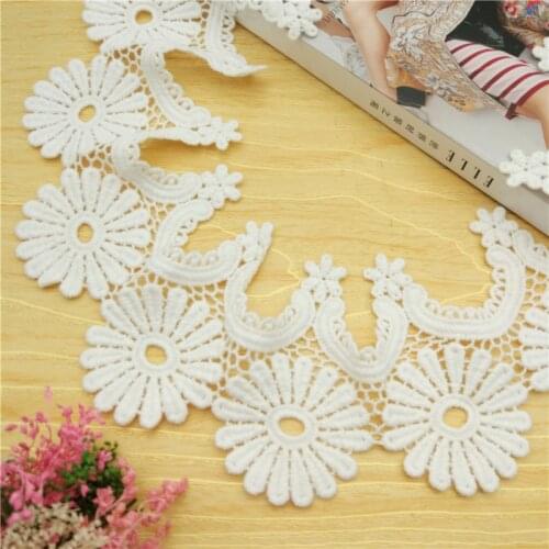 Free Shipping High Quality Cotton Thread Water-soulble Embroidered Lace Trimming Decoration for Clothes DIY 8.5cm 5Yds/lot