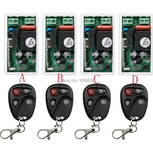Most simple wiring AC220V 1CH Radio Controller RF Wireless Relay Remote Control Switch 315 MHZ 433 MHZ 4 Transmitter +4 Receiver