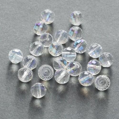 50 Piece Clear AB Color 96 Cut Faceted Crystal Glass Spacer Beads For Handmade Bracelet Necklaces DIY Jewelry Making 6-10mm