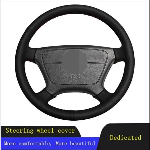 DIY Car Steering Wheel Cover Black Genuine Leather For Mercedes Benz C-Class E-Class S-Class W202 W210 1992-1999 2000