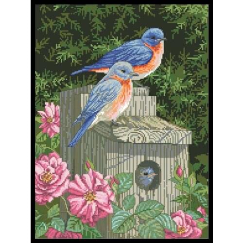 Welcome Spring Cross Stitch Kits Patterns Bird Printed Canvas Embroidery Sets 11CT 14CT DIY Handmade Needlework Crafts Paintings