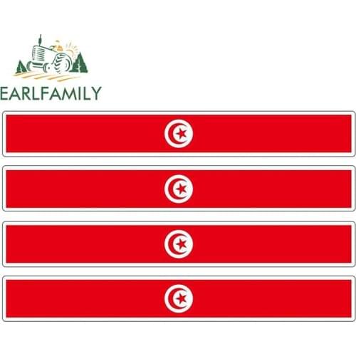 EARLFAMILY 13cm x 1.7cm 4pcs Car Stripe Motorcycle Racing Flag Sticker Window Bumper Decal Bike Moto Tuning Tunisia Car Stickers