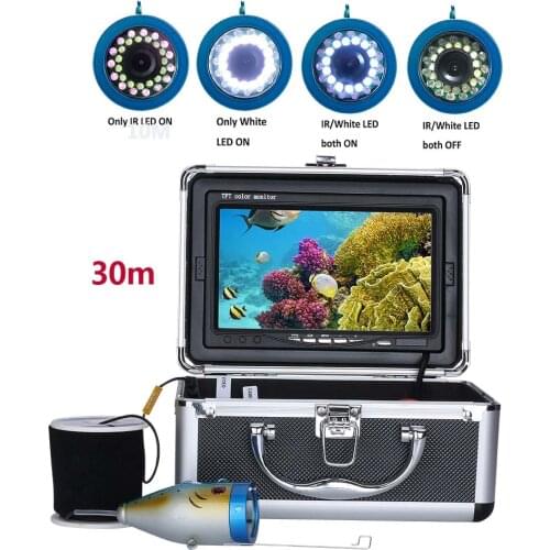 7" Inch 30M 1000TVL Fish Finder Underwater Fishing Camera 15pcs White LEDs + 15pcs Infrared Lamp For Ice/Sea/River Fishing