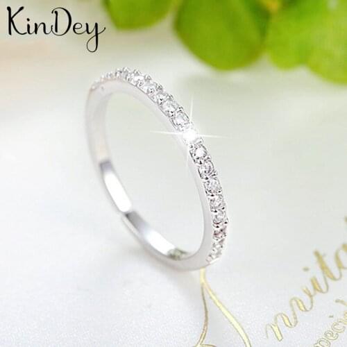 Kindey Personality Silver Color Crystal Circle Rings For Women Wedding Jewelry Adjustable Antique Finger Ring Anillos