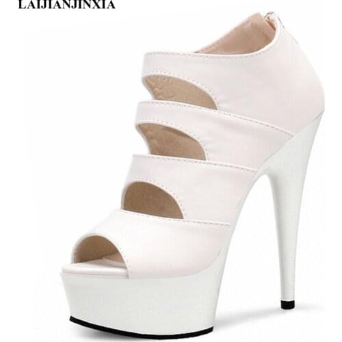 LAIJIANJINXIA New Sexy 15 CM High-Heeled Sandals Nightclub Cover heel Women Sandal Pole Dancing Shoes Model Womens Shoes