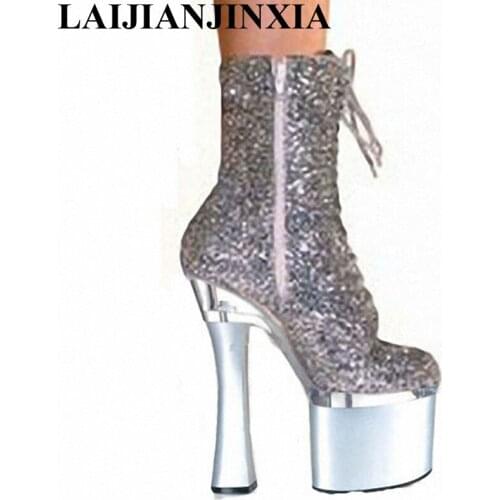 LAIJIANJINXIA New womens Boots Thick High Heel Boots Sexy High-heeled Pumps Shoes Fashion Lace-Up Side Zipper Ankle Boots