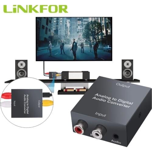 LiNKFOR Analog to Digital Audio Converter 2RCA R/L or 3.5 mm Jack Aux to Toslink SPDIF Optical and Coaxial for HD AV Amp