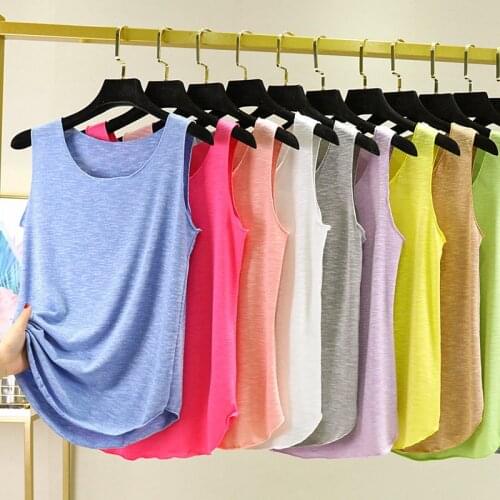 Cotton Camis Women Summer Outer Wear Sleeveless Tank Top Round Neck Loose Cotton Basic Shirt 90s Cool Girls Soft Streetwear Vest