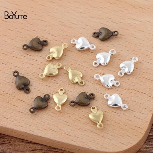 BoYuTe (200 Pieces/Lot) 5MM Metal Brass Heart Connector Charms Jewelry Accessories Diy Handmade Materials Wholesale