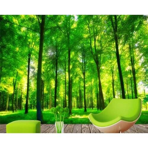 Custom wallpaper wall mural 3d fashion forest green grass sunshine avenue TV decoration background wall mural 3d wallpaper