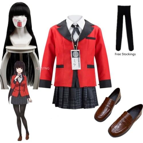 Jabami Yumeko Cosplay Shoes Compulsive Gambler Yumeko Jabami Cosplay Costume and Wigs Halloween Woman Party Costumes