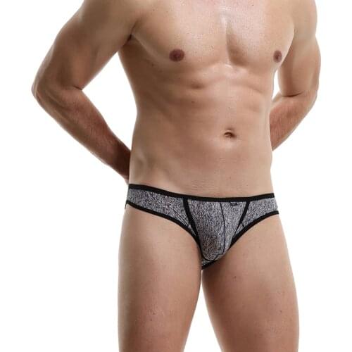 Sexy Men Underwear Briefs Ice Silk Panties Thin Transparent Low Rise U Convex Pouch Underpants Ropa Iinterior Hombre M-3XL