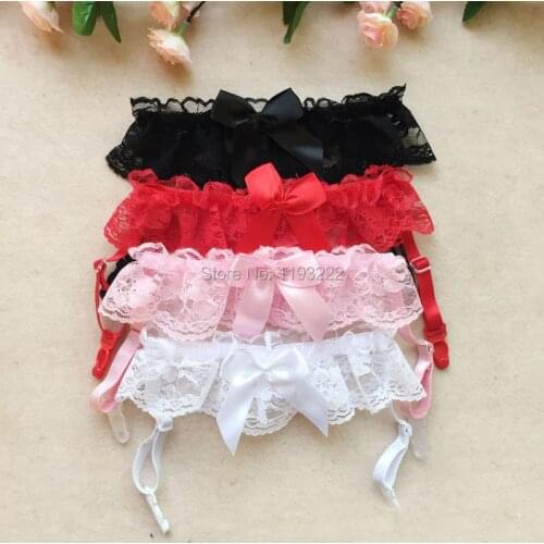 Sexy Girl Lolita Harajuku Cosplay Maid Wedding Lace Floral Elastic Choker Collar Bowknot Leg Garter Belt Suspender Strap