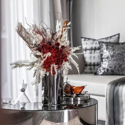 Simple Silver Metal Wave Curve Skirt Shape Vase Flower Arrangement Soft Decor At Sales Office Hotel Living Room Desk Ornaments