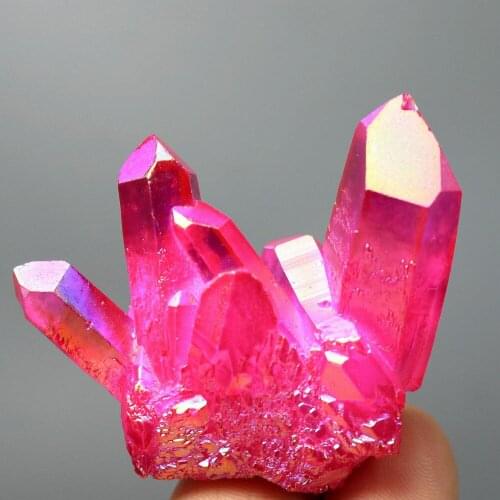 Rainbows aura quartz crystal titanium bismuth silicon cluster