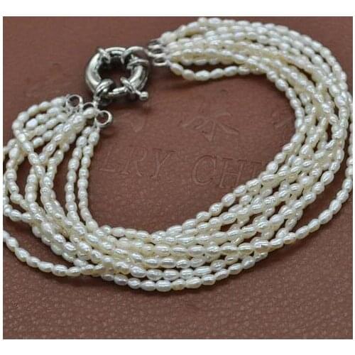 Selling Jewelry>>>21cm 9strands 3mm small freshwater pearl bracelet rice