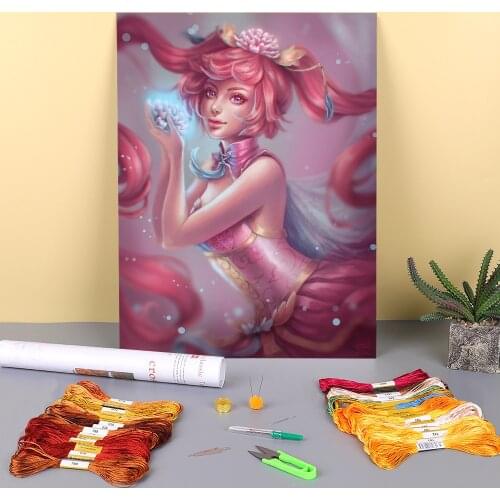 Cartoon Girl Woman Printed 11CT Cross Stitch Complete Kit DIY Embroidery DMC Threads Painting Knitting Hobby Handicraft Sales