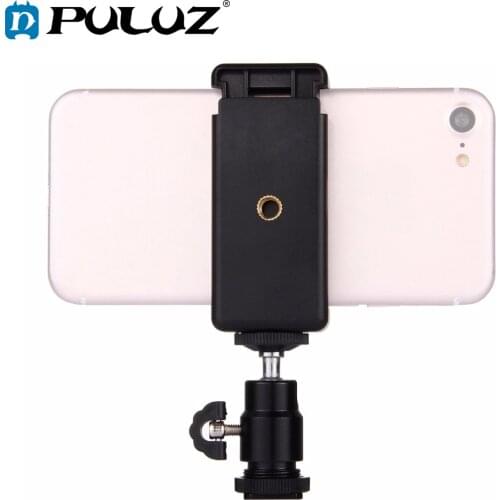 PULUZ 1/4 inch Hot Shoe Tripod Head + Tripod Stand Clamp for iPhone, Samsung, Huawei, HTC, 5.5cm - 8cm Width Smartphones