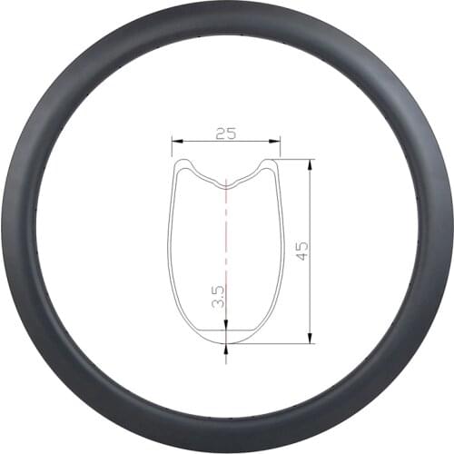 700c 45mm x 25mm wide tubular U shape road disc brake carbon rim 20 24 28 32 holes no brake track disk UD 3K 12K matte glossy