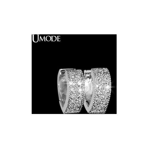 UMODE Unique Heart Shaped Loop with tiny CZ Hoop Earring UE0015