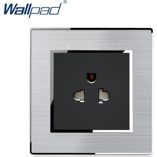 US Socket Wallpad Stainless Steel Panel With Silver Border Wall Socket 16A AC110-250V
