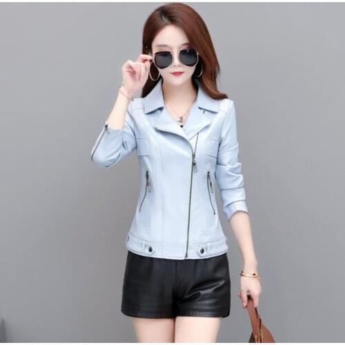 Plus Size 4XL Women Leather Jacket New 2021 PU Leather Coat Women Jackets Short Slim Motorcycle Womens Leather Clothing Black