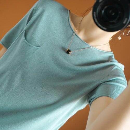 Womens T-shirts Tops 2021 New Arrival Pullover Summer Thin Basic Jumper For Female Soft Shirt O-neck Short Sleeve Girl Clothes