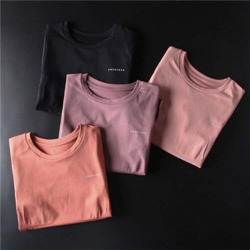 Womens Short Sleeve Yoga Shirts Pink Scoop Neck Crop Top Gym Shirt Lightweight camisas mujer Workout Top Sports Wear