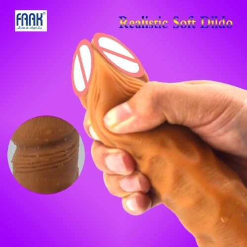 FAAK Female Super Realistic Soft Dildo Artificial Penis Dilators Big Dick Adult Sex Toys for Woman Masturbate Suction Cup Penis