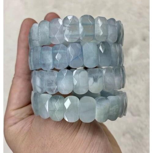 Aquamarine Bracelet Natural Gemstone Beads Bangle Energy Stone Jewelry For Woman For Gift Wholesale